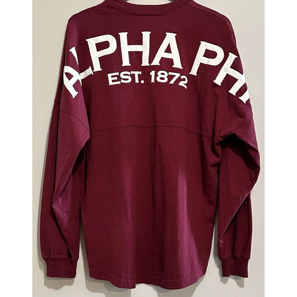 Spirit Jersey Alpha Phi Maroon Burgundy Sorority Long Sleeve Shirt M Preppy USA